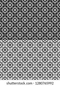 Seamless black&white abstract floral patterns. Decorative lattice in Arabic style. Tiles, arabesque. Swatches are included in EPS file.
