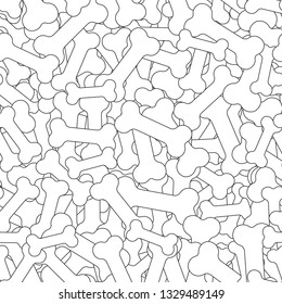 Seamless black  white geometric pattern in zentangl style  Laconic linear pattern intersecting bones for dogs  Vector illustration  Easy to edit color   thickness lines 