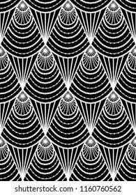 Seamless black-white pattern in art deco style