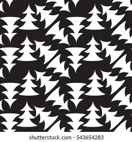 Seamless black-white pattern from fir-trees