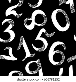 Seamless black&white pattern with numbers. Vector.