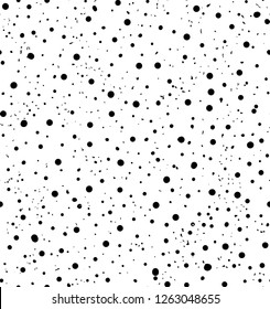 Seamless blob pattern. Ink drop background. Black uneven specks