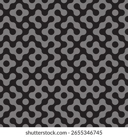 Seamless blobs maze labyrinth pattern in grey colors vector template