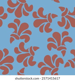 Seamless blooming floral pattern based on hand drawn art ornaments. Colorful flowers on color background. Vector illustration. Simple minimalistic pattern for fabric, textile.