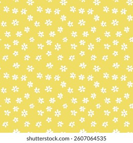 Seamless blooming floral pattern based on hand drawn art ornaments. Colorful flowers on color background. Vector illustration. Simple minimalistic pattern for fabric, textile.