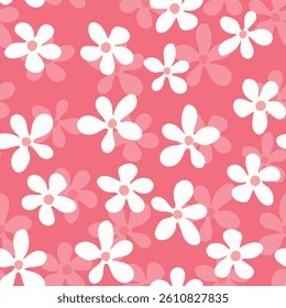Seamless blooming floral pattern based on hand drawn art ornaments. Colorful flowers on color background. Vector illustration. Simple minimalistic pattern for fabric, textile.