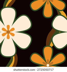 Padrão floral contínuo florescendo baseado em ornamentos de arte desenhados à mão. Flores coloridas, folhas, plantas sobre fundo de cor. Ilustração vetorial. Padrão minimalista simples para tecido, têxtil.