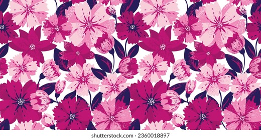 Nahtlose Blüte mit handgezeichneten, von der Vektorgrafik gezogenen Formen Blumen Muster . Helles abstraktes, künstlerisches, einfaches Blumenmuster. Moderne Vorlage für Design, Druck