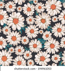 Seamless Blossom Flower, Daisy Print Pattern Background