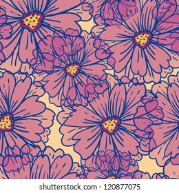 Seamless blossom flowers pattern. Floral background.