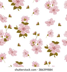 Seamless blossom pink flower. Seamless pattern background. Vector illustration