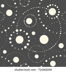 Seamless Blotch Background. Abstract Minimal Space Pattern. Geometric Fashion Ornament. Simple Circular Wallpaper