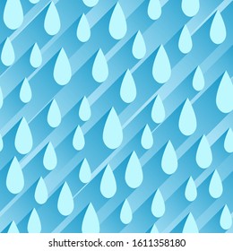 Seamless blue abstract background of raindrops with stripes of light behind.