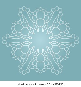 Seamless blue abstract ornament pattern, ornamental round lace. Vector illustration