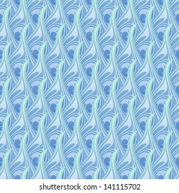 Seamless blue abstract pattern with art design elements. Vector illustration
