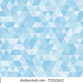 Seamless blue abstract pattern. Geometric print composed of triangles and polygons. Background.