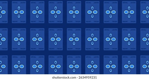 Seamless Blue Abstract Playing Card Back Design with Neon Accents