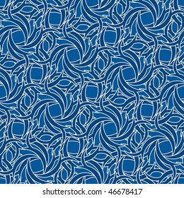 Seamless blue abstract swirl pattern