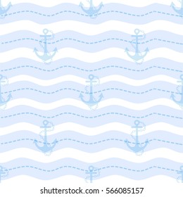 seamless blue anchor pattern background