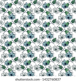 Seamless blue anemone flowers pattern