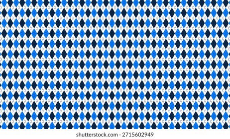 Seamless blue argyle diamond pattern with subtle stitch accents, inspired by classic knit and textile designs, ideal for fabric, wallpaper, and backgrounds.