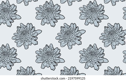 Nahtloser blauer Hintergrund mit Sternen und Blumen.	