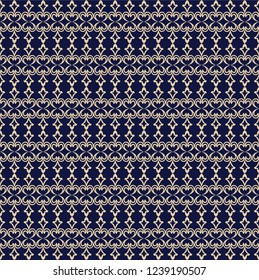 Seamless blue background with beige pattern in baroque style. Vector retro illustration. Ideal for printing on fabric or paper for wallpapers, textile, wrapping. 