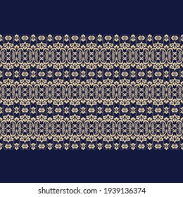 Seamless blue background with beige pattern in baroque style. Vector retro illustration. Ideal for printing on fabric or paper for wallpapers, textile, wrapping. 