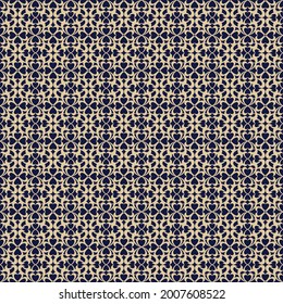 Seamless blue background with beige pattern in baroque style. Vector retro illustration. Ideal for printing on fabric or paper for wallpapers, textile, wrapping. 