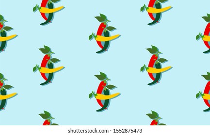 Seamless blue background with  chili pappers with shadow. Vector  illustration design with vegetables for template.