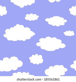Seamless blue background with clouds