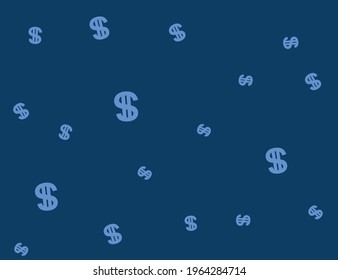 Seamless blue background, dollar sign, wealth illustration, abundance of money