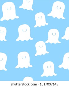 Seamless blue background ghost pattern vector