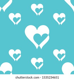 Seamless blue background on white heart pattern vector
