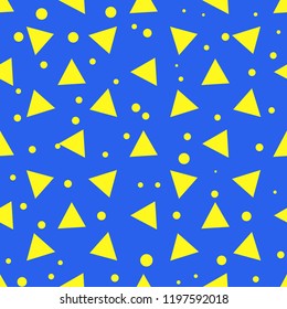 Seamless blue background on yellow triangle pattern vector