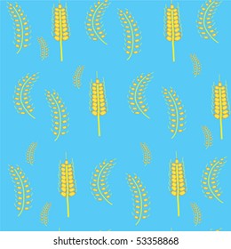 Seamless blue background with wheat