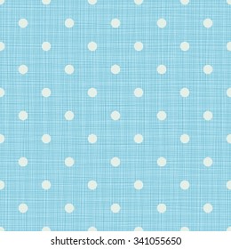 Seamless blue background with white polka dots, lines and curves. Vector illustration