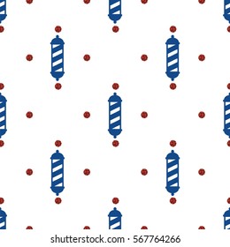 Seamless blue barber pole with red dot glitter pattern background