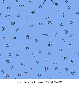 Seamless blue and black doodle pattern