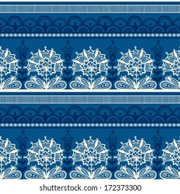 Seamless Blue Black Lace Pattern.