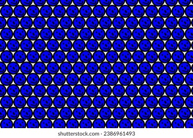  Patrón azul y negro sin foco con cara sonriente. Antecedentes de Emoji. Línea de sonrisa   Ilustración del vector