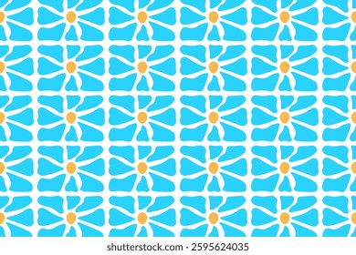 Seamless blue blooming flower pattern.