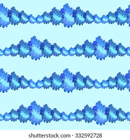 Seamless blue border clouds pattern background, vector illustration.