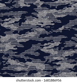 seamless blue camouflage and checks pattern on textures 