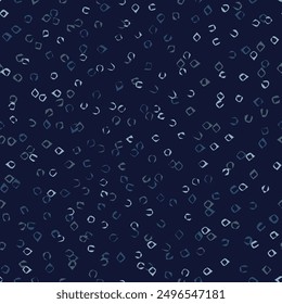 Seamless blue camouflage pattern with chaotic scattered small abstract shapes like rings, brackets, clamps. Random chaotic composition. For apparel, fabric, textile, sport goods.