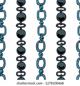 Seamless blue chain background on white background