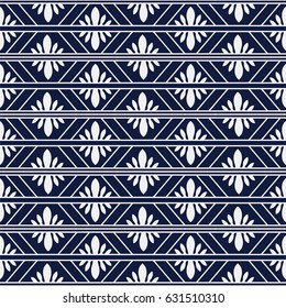 Seamless Blue Chinese Background check geometry frame flower