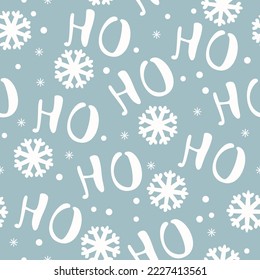 Seamless Blue Christmas Pattern Ho Ho Ho Illustration