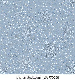 Seamless blue christmas pattern with snowflakes. Vector illustration.