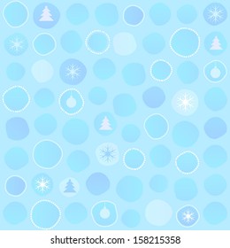 Seamless blue Christmas pattern with symbols